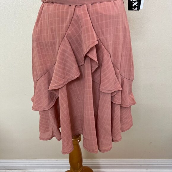 Trixxi Womens Printed Ruffled Flouncy Fit & Flare Waist Tie Small in Pink - Picture 5 of 10